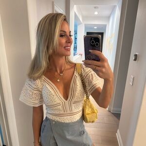 VICI- Cream Floral Bodysuit Top